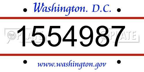 1554987 District Of Columbia License Plate