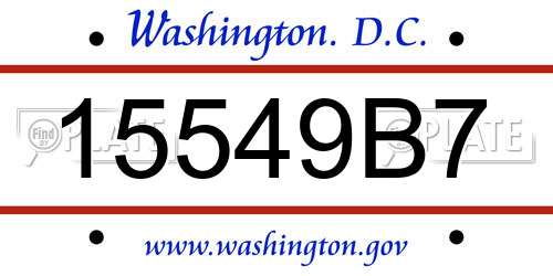 15549B7 District Of Columbia License Plate