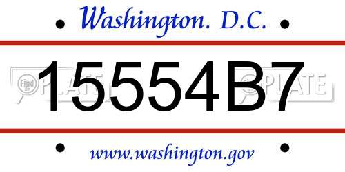 15554B7 District Of Columbia License Plate