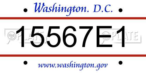 15567E1 District Of Columbia License Plate