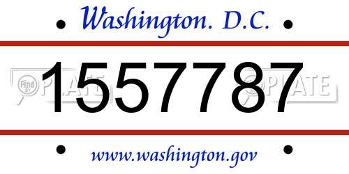 1557787 District Of Columbia License Plate