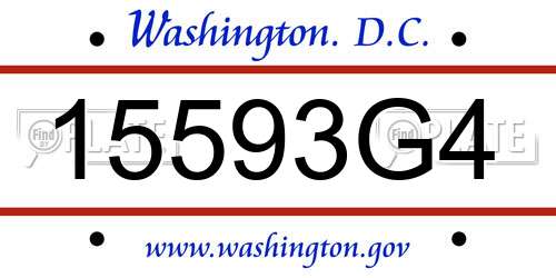 15593G4 District Of Columbia License Plate