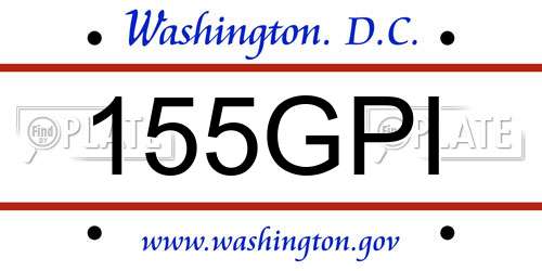 155GPI District Of Columbia License Plate