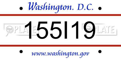 155I19 District Of Columbia License Plate