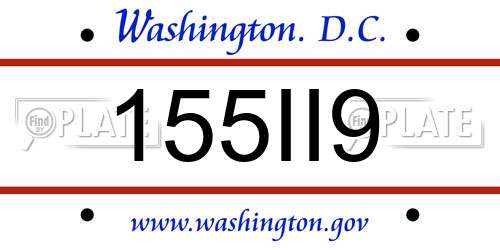 155II9 District Of Columbia License Plate