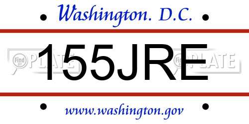 155JRE District Of Columbia License Plate