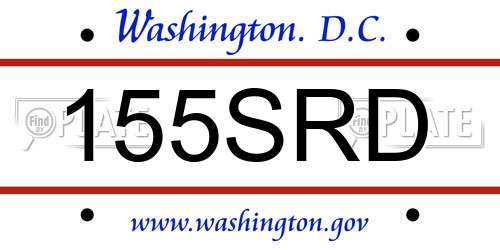 155SRD District Of Columbia License Plate