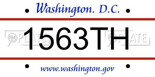 1563TH District Of Columbia License Plate