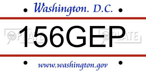 156GEP District Of Columbia License Plate