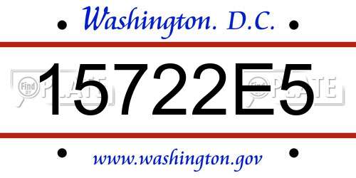 15722E5 District Of Columbia License Plate