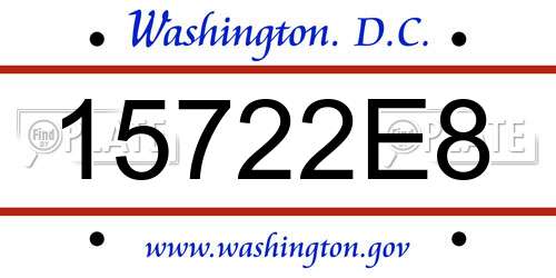 15722E8 District Of Columbia License Plate