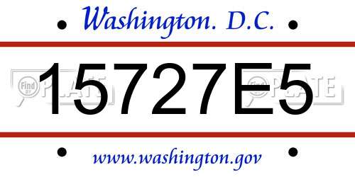 15727E5 District Of Columbia License Plate