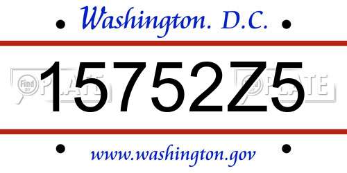 15752Z5 District Of Columbia License Plate
