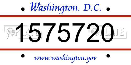 1575720 District Of Columbia License Plate