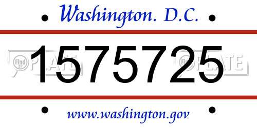 1575725 District Of Columbia License Plate