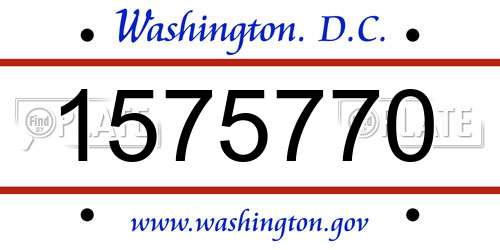 1575770 District Of Columbia License Plate