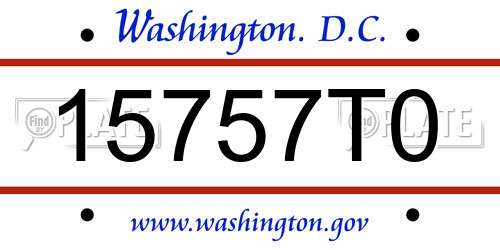 15757T0 District Of Columbia License Plate