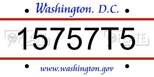 15757T5 District Of Columbia License Plate