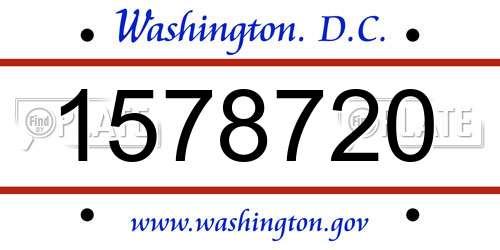 1578720 District Of Columbia License Plate