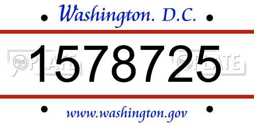 1578725 District Of Columbia License Plate