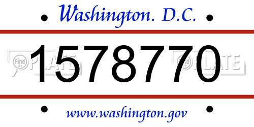 1578770 District Of Columbia License Plate