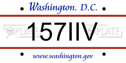157IIV District Of Columbia License Plate