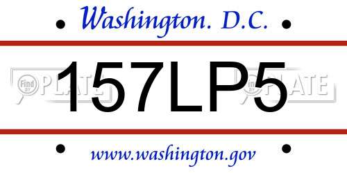 157LP5 District Of Columbia License Plate
