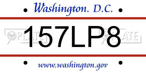 157LP8 District Of Columbia License Plate