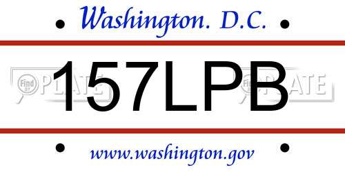 157LPB District Of Columbia License Plate