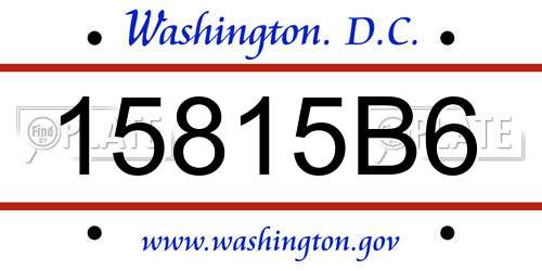 15815B6 District Of Columbia License Plate