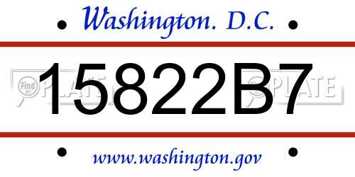 15822B7 District Of Columbia License Plate