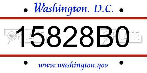 15828B0 District Of Columbia License Plate