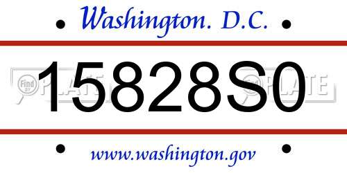 15828S0 District Of Columbia License Plate