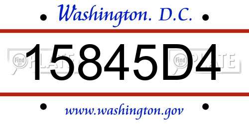 15845D4 District Of Columbia License Plate