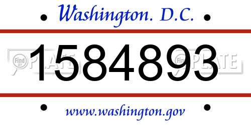 1584893 District Of Columbia License Plate