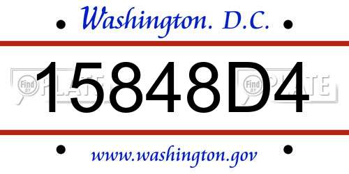 15848D4 District Of Columbia License Plate