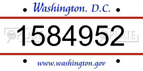1584952 District Of Columbia License Plate
