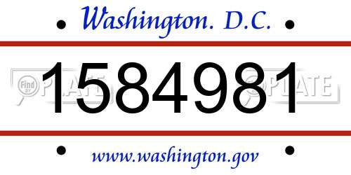 1584981 District Of Columbia License Plate