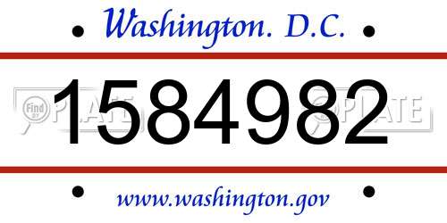 1584982 District Of Columbia License Plate
