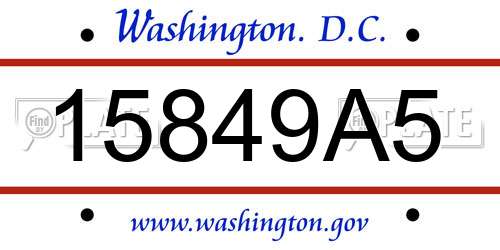 15849A5 District Of Columbia License Plate
