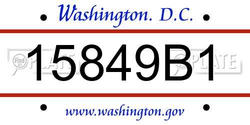 15849B1 District Of Columbia License Plate