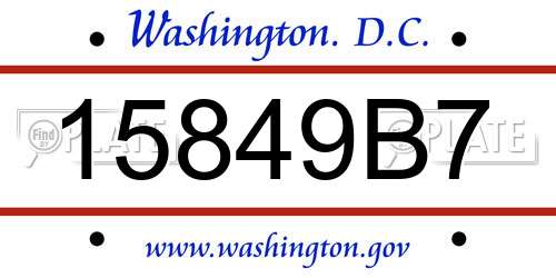 15849B7 District Of Columbia License Plate