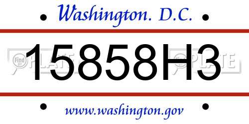 15858H3 District Of Columbia License Plate
