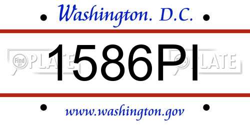 1586PI District Of Columbia License Plate
