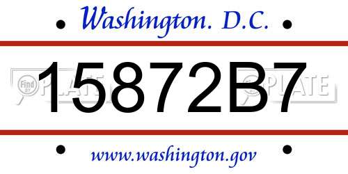 15872B7 District Of Columbia License Plate