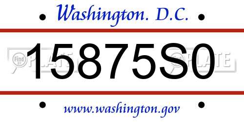 15875S0 District Of Columbia License Plate