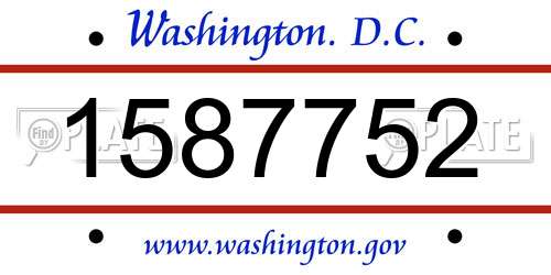 1587752 District Of Columbia License Plate