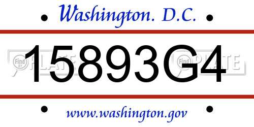 15893G4 District Of Columbia License Plate