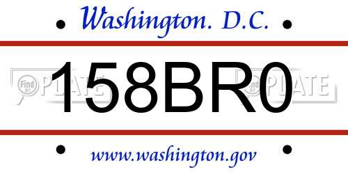 158BR0 District Of Columbia License Plate