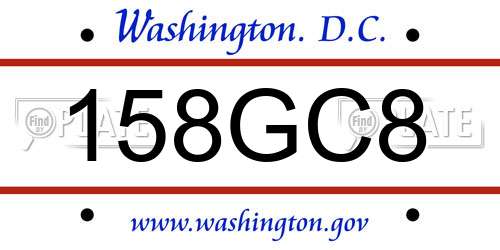 158GC8 District Of Columbia License Plate